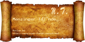 Menzinger Tünde névjegykártya